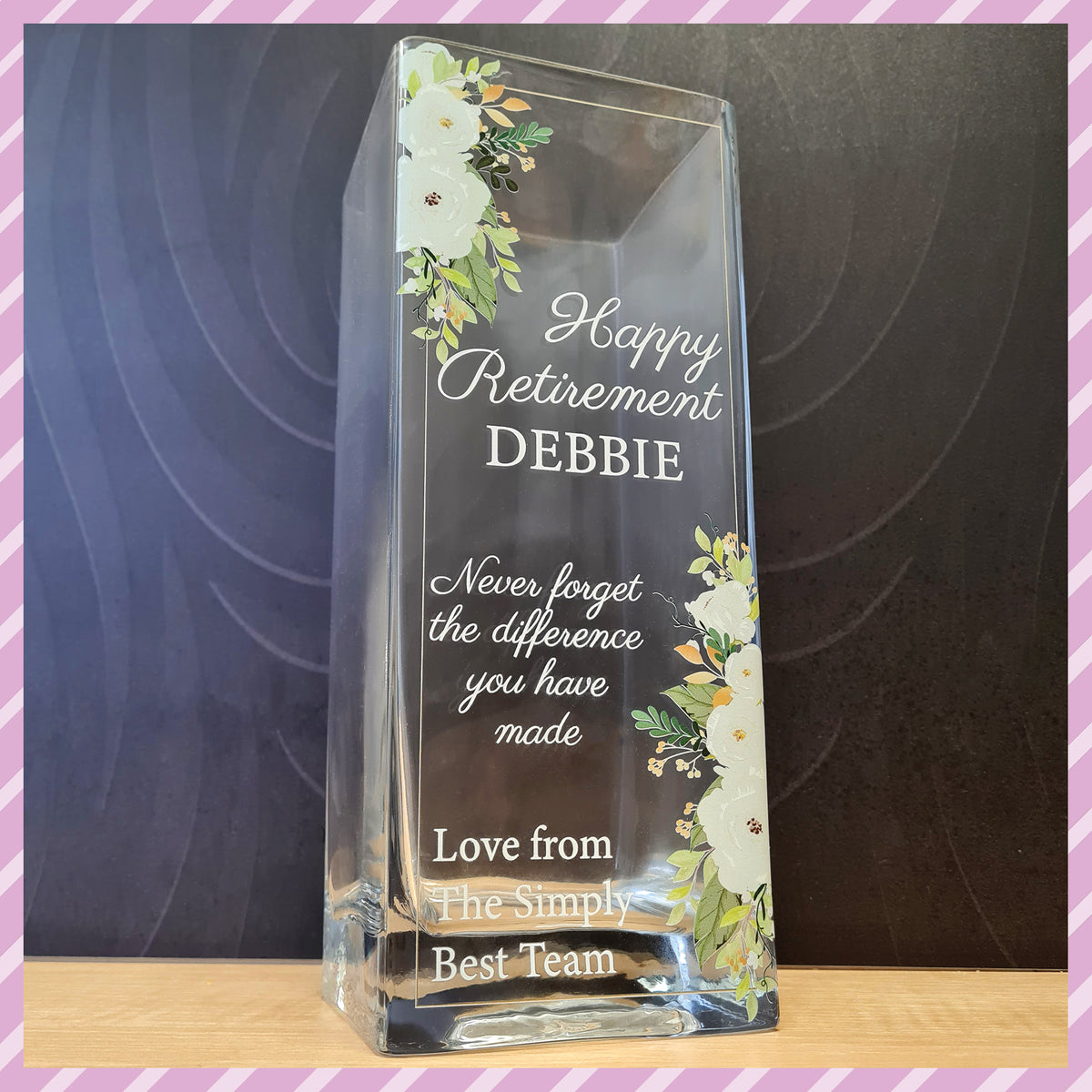 Personalised Retirement Vase Leaving Gift for Colleagues Oh So Special Gifts