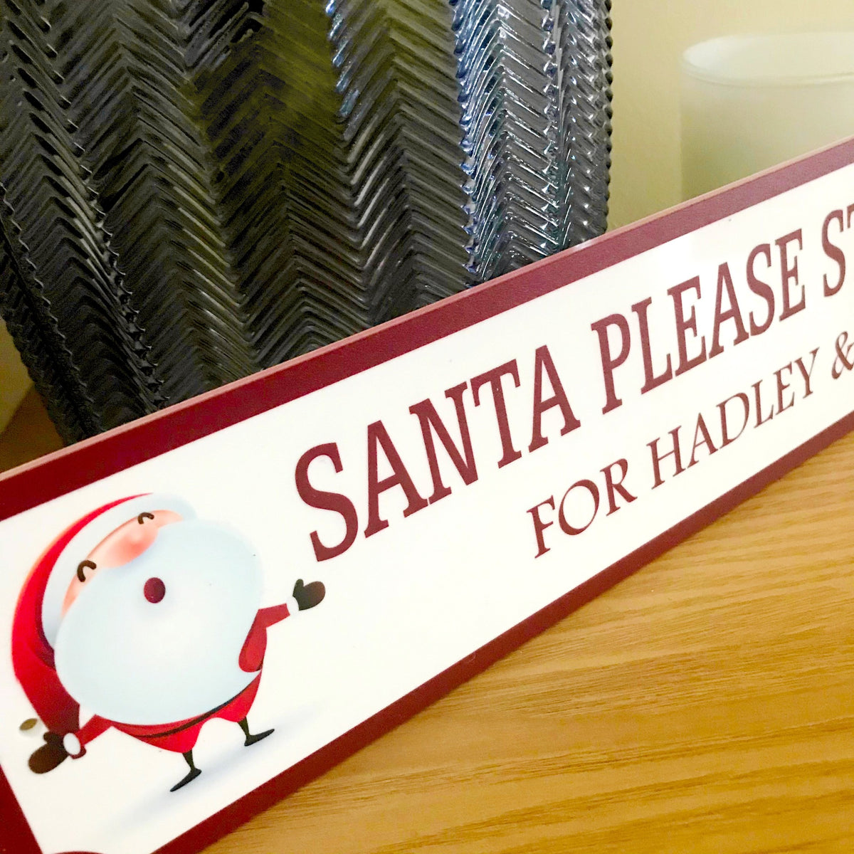 Personalised Santa Stop Here Sign | Christmas Decorations & Gifts | Oh ...