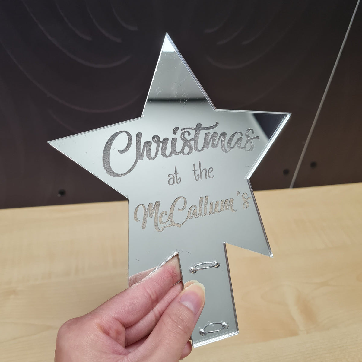 Personalised Family Name Christmas Tree Topper | Engraved Star Decor ...