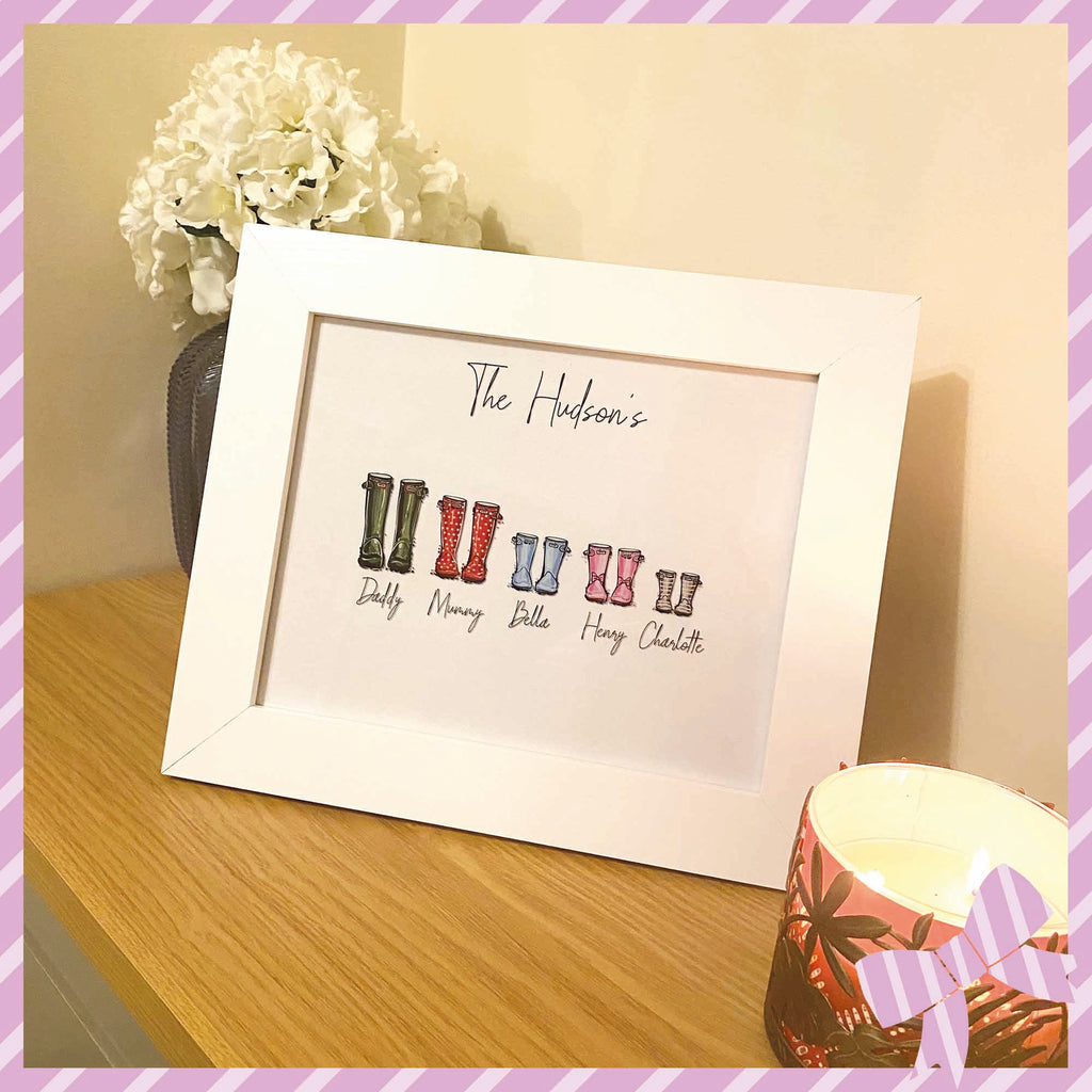 Custom Wellies Personalised Wellington Boot Family Photo Frame Print | Wellies | Oh So ...