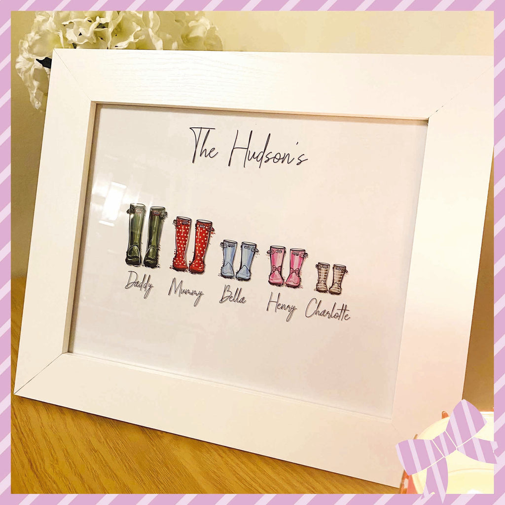 Custom Wellies Personalised Wellington Boot Family Photo Frame Print | Wellies | Oh So ...